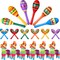36 Pcs Mexican Fiesta Decor Include 12 Wooden Maracas Bulk 6 Mini Donkey Piñatas Mexican Theme Decorations for Maracas Party Favors Adults Cinco De Mayo Party Props